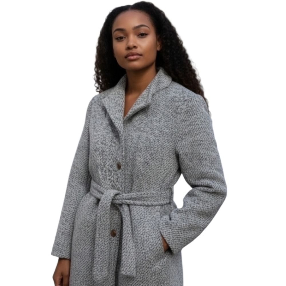 Vintage Niccolini Womans Mohair Wool Overcoat Jacket Brown Cream Size Large